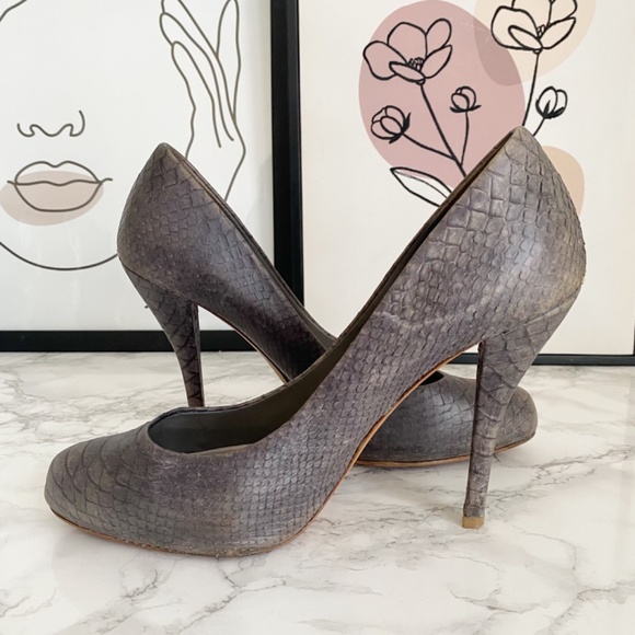 Christian Dior Miss Dior Snakeskin Grey Python Embossed Stiletto Pumps 40 / 10 - Picture 5 of 14